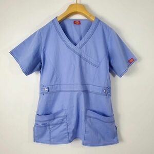 Dickies Medical Prestige nurse Blue top blouse white short sleeve